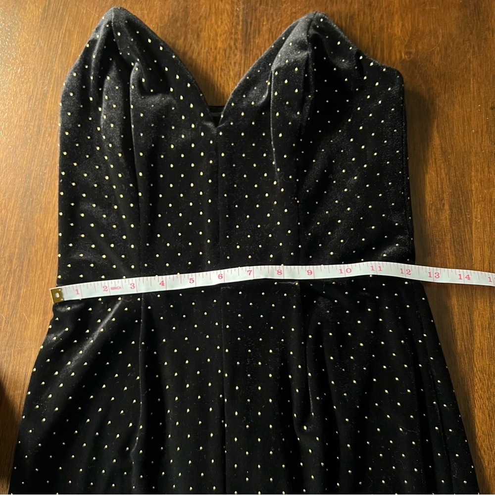 Amanda Uprichard Gold Studded Black Velvet Jumpsuit Like New - Picture 5 of 7